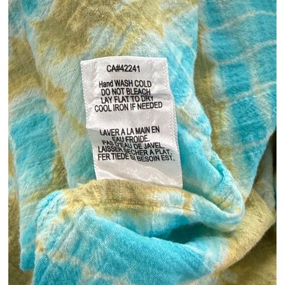 YFB Young Fabulous Broke Off Shoulder Tie Dye Maxi Dress Green Turquoise Size M - Picture 9 of 10